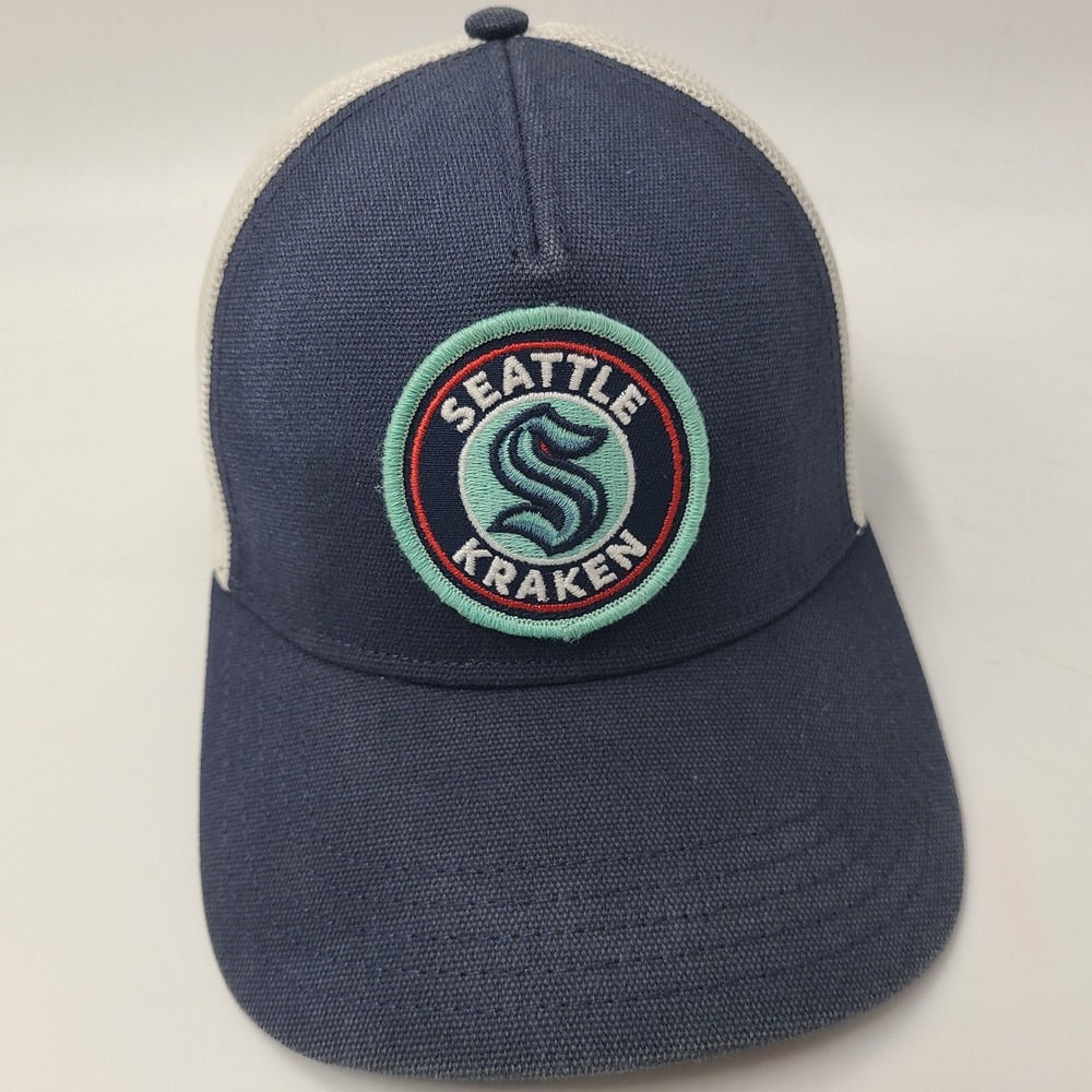 Seattle Kraken Hat Snapback Trucker Mesh American Needle Blue White NHL Hockey